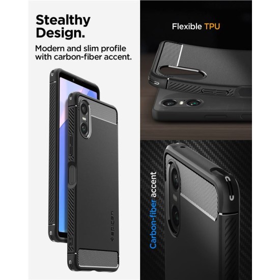 Husa Spigen Rugged Armor compatibila cu Sony Xperia 10 VI Matte Black (Spigen, Xperia 10 VI) by www.silkase.ro Husa Spigen Rugged Armor compatibila cu Sony Xperia 10 VI Matte Black (Xperia 10 VI, ACS08298) by www.silkase.ro