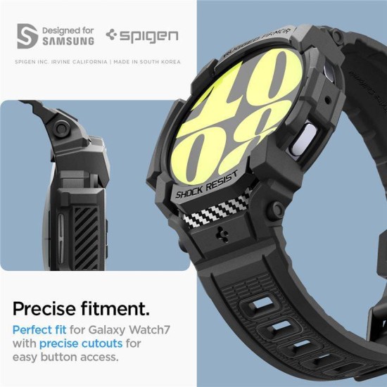 Husa Spigen Rugged Armor Pro compatibila cu Samsung Galaxy Watch 7 40mm Matte Black (Ingredi, ACS08336) by www.silkase.ro