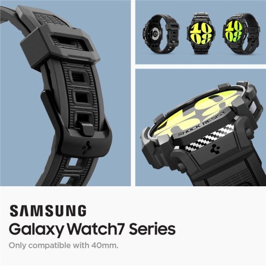 Husa Spigen Rugged Armor Pro compatibila cu Samsung Galaxy Watch 7 40mm Matte Black (Ingredi, ACS08336) by www.silkase.ro