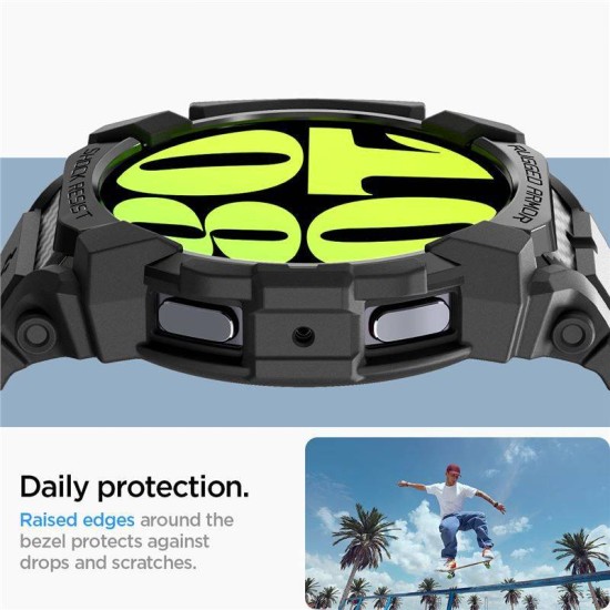 Husa Spigen Rugged Armor Pro compatibila cu Samsung Galaxy Watch 7 40mm Matte Black (Ingredi, ACS08336) by www.silkase.ro