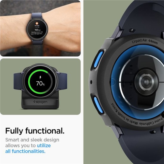 Husa Spigen Liquid Air compatibila cu Samsung Galaxy Watch 7 44mm Matte Black (Ingredi, ACS07900) by www.silkase.ro