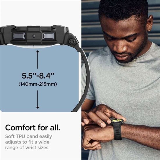 Husa Spigen Rugged Armor Pro compatibila cu Samsung Galaxy Watch 7 44mm Matte Black (Ingredi, ACS08338) by www.silkase.ro