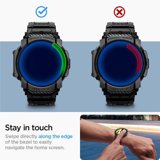 Husa Spigen Rugged Armor Pro compatibila cu Samsung Galaxy Watch 7 44mm Matte Black (Ingredi, ACS08338) by www.silkase.ro