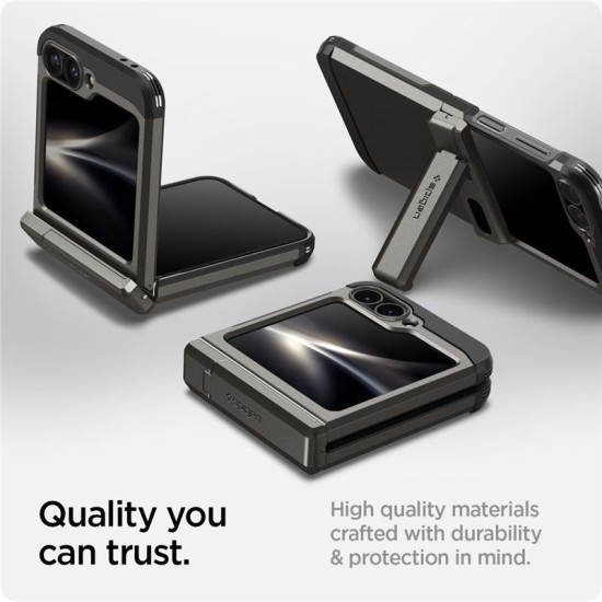 Husa Spigen Tough Armor Pro compatibila cu Samsung Galaxy Z Flip 6 Gunmetal (Z Flip 6, ACS08360) by www.silkase.ro