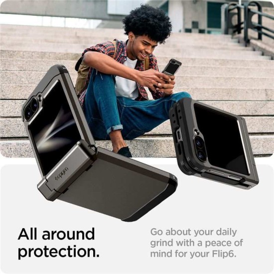 Husa Spigen Tough Armor Pro compatibila cu Samsung Galaxy Z Flip 6 Gunmetal (Z Flip 6, ACS08360) by www.silkase.ro