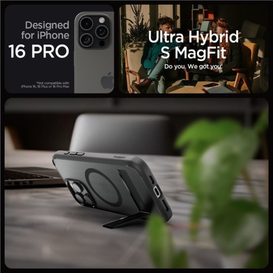 Husa Spigen Ultra Hybrid S MagSafe compatibila cu iPhone 16 Pro Frost Black (iPhone 15 Pro, ACS08379) by www.silkase.ro