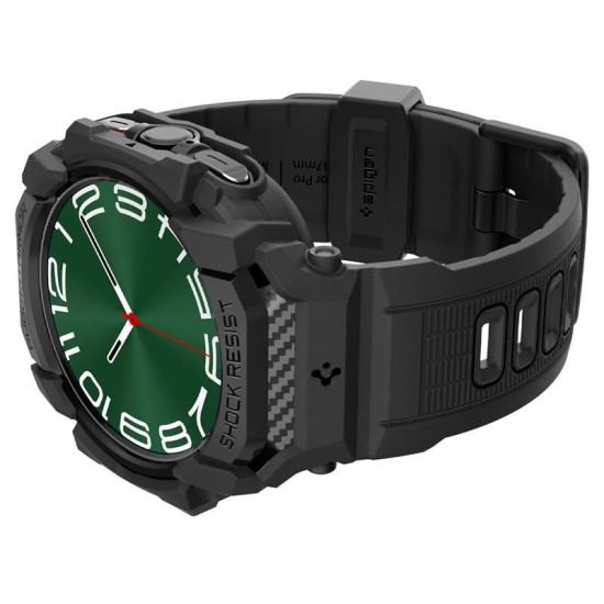 Husa Spigen Rugged Armor Pro compatibila cu Samsung Galaxy Watch Ultra 47mm Matte Black (Ingredi, ACS08427) by www.silkase.ro