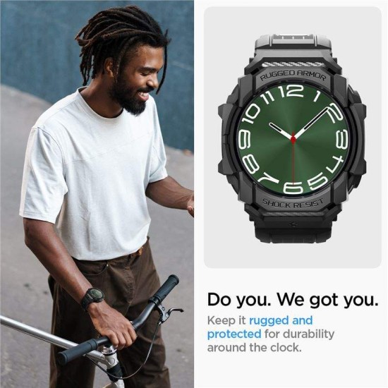 Husa Spigen Rugged Armor Pro compatibila cu Samsung Galaxy Watch Ultra 47mm Matte Black (Ingredi, ACS08427) by www.silkase.ro