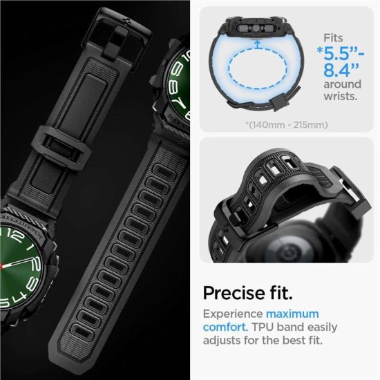 Husa Spigen Rugged Armor Pro compatibila cu Samsung Galaxy Watch Ultra 47mm Matte Black (Ingredi, ACS08427) by www.silkase.ro