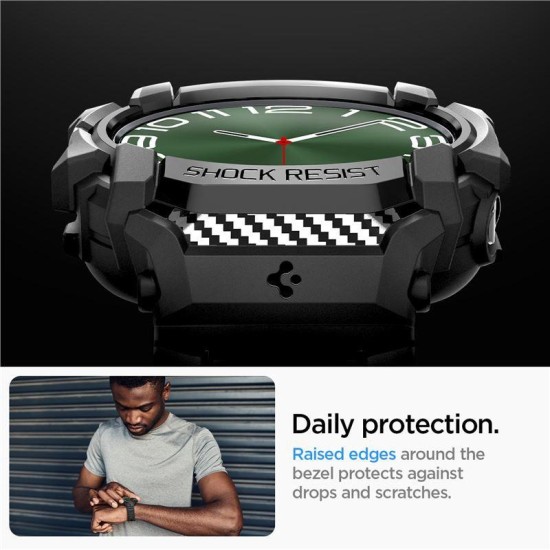 Husa Spigen Rugged Armor Pro compatibila cu Samsung Galaxy Watch Ultra 47mm Matte Black (Ingredi, ACS08427) by www.silkase.ro
