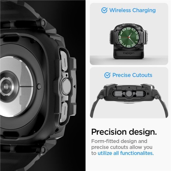 Husa Spigen Rugged Armor Pro compatibila cu Samsung Galaxy Watch Ultra 47mm Matte Black (Ingredi, ACS08427) by www.silkase.ro