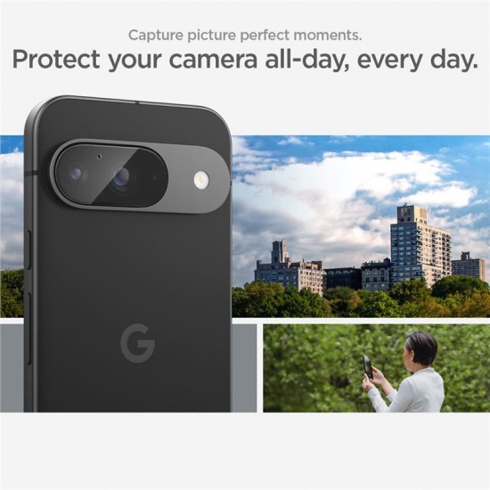 Set 2 protectii de camera Spigen Glass tR EZ Fit Optik pentru Google Pixel 9, transparent (Pixel 9, AGL08443) by www.silkase.ro