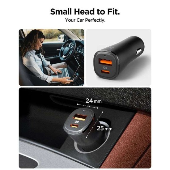 Incarcator auto Spigen EV482 ArcStation, USB/USB-C, 48W, Negru (Incarcatoare, ACP08447) by www.silkase.ro
