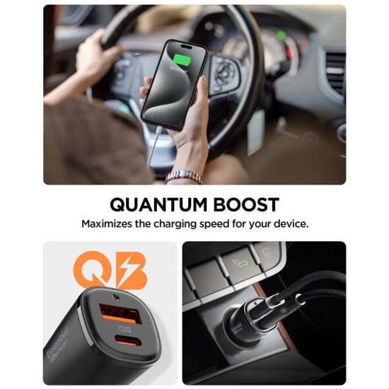 Incarcator auto Spigen EV482 ArcStation, USB/USB-C, 48W, Negru (Incarcatoare, ACP08447) by www.silkase.ro