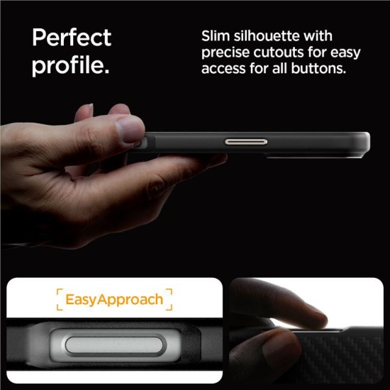 Husa Spigen Enzo Aramid Mag do MagSafe pentru iPhone 16 Pro, negru si bej (iPhone 15 Pro, ACS08508) by www.silkase.ro