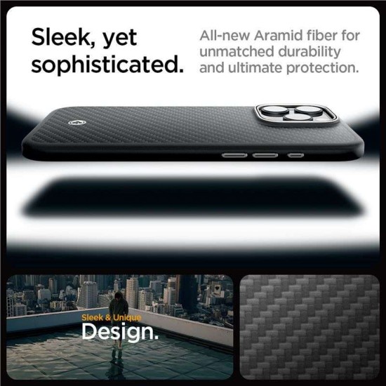 Husa Spigen Enzo Aramid Mag do MagSafe pentru iPhone 16 Pro, negru si bej (iPhone 15 Pro, ACS08508) by www.silkase.ro