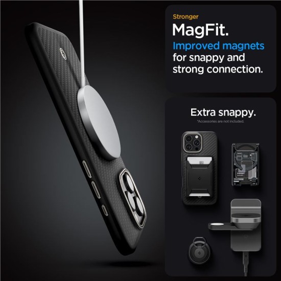 Husa Spigen Enzo Aramid Mag do MagSafe pentru iPhone 16 Pro, negru si bej (iPhone 15 Pro, ACS08508) by www.silkase.ro