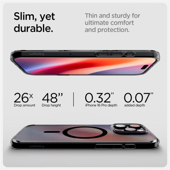 Husa Spigen Ultra Hybrid T MagSafe compatibila cu iPhone 16 Pro Frost Black (Ingredi, ACS08514) by www.silkase.ro