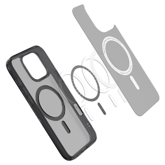 Husa Spigen Ultra Hybrid T MagSafe compatibila cu iPhone 16 Pro Frost Black (Ingredi, ACS08514) by www.silkase.ro