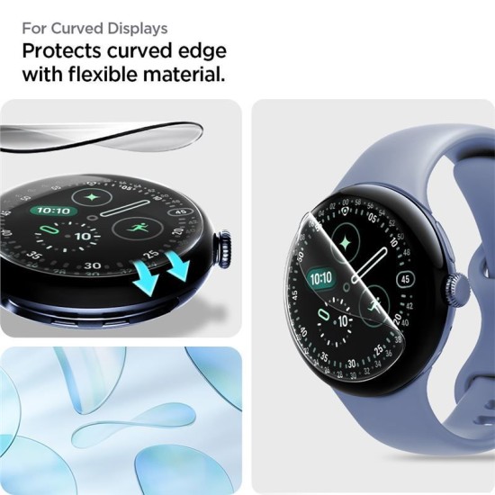 Set 2 Folii silicon Spigen EliteShield EZ Fit pentru Google Pixel Watch 4/ 3 (45mm) (Pixel Watch 3, AFL08525) by www.silkase.ro