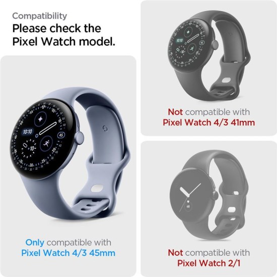 Set 2 Folii silicon Spigen EliteShield EZ Fit pentru Google Pixel Watch 4/ 3 (45mm) (Pixel Watch 3, AFL08525) by www.silkase.ro