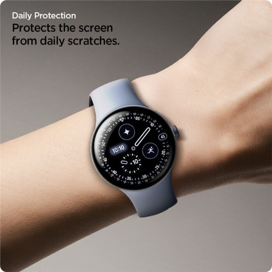 Set 2 Folii silicon Spigen EliteShield EZ Fit pentru Google Pixel Watch 4/ 3 (45mm) (Pixel Watch 3, AFL08525) by www.silkase.ro