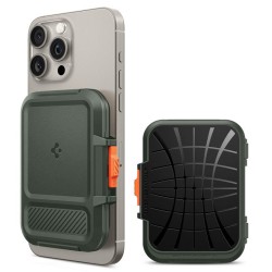 Card pocket Spigen, MagSafe, capacitate 6 carduri, prindere magnetica, verde