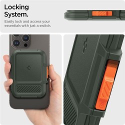 Card pocket Spigen, MagSafe, capacitate 6 carduri, prindere magnetica, verde