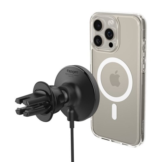Suport auto Spigen OneTap Pro 4, Compatibil MagSafe, Incarcare Wireless 15W, Air Vent Mount, Negru (Suport auto, ACP08542) by www.silkase.ro