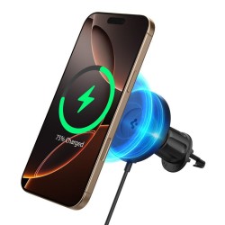 Suport auto Spigen OneTap Pro 4, Compatibil MagSafe, Incarcare Wireless 15W, Air Vent Hook Mount, Negru