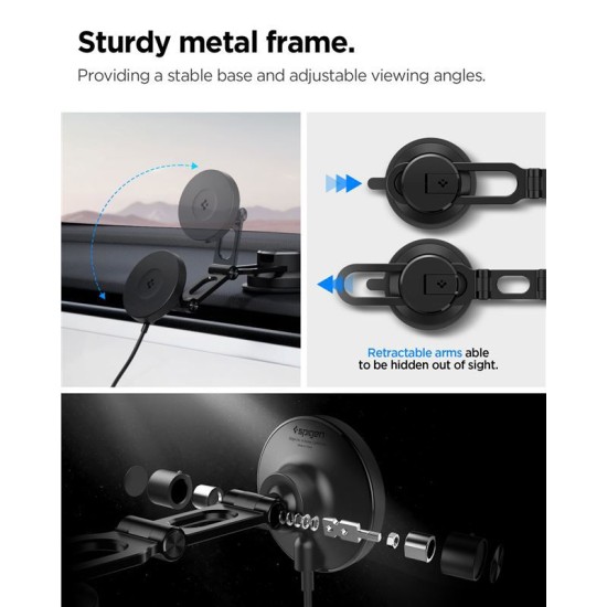 Suport auto Spigen OneTap Pro 4, Compatibil MagSafe, Incarcare Wireless 15W, Dashboard / Windshield Mount, Negru (Spigen, Suport auto) by www.silkase.ro Suport auto Spigen OneTap Pro 4, Compatibil MagSafe, Incarcare Wireless 15W, Dashboard / Windshield Mount, Negru (Suport auto, ACP08544) by www.silkase.ro