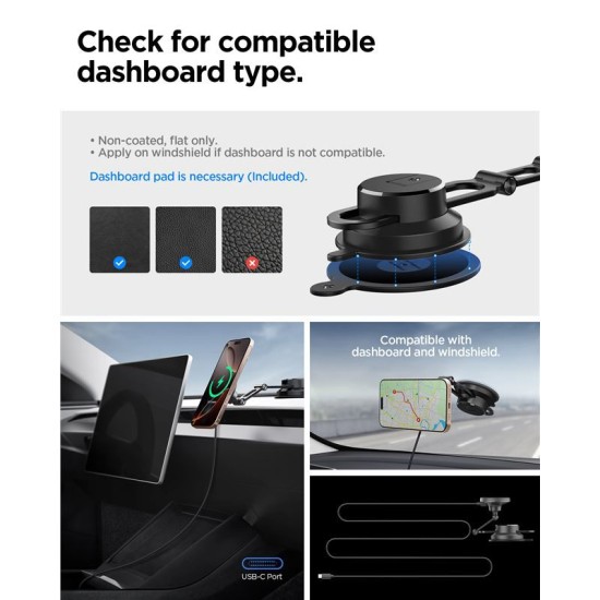Suport auto Spigen OneTap Pro 4, Compatibil MagSafe, Incarcare Wireless 15W, Dashboard / Windshield Mount, Negru (Spigen, Suport auto) by www.silkase.ro Suport auto Spigen OneTap Pro 4, Compatibil MagSafe, Incarcare Wireless 15W, Dashboard / Windshield Mount, Negru (Suport auto, ACP08544) by www.silkase.ro