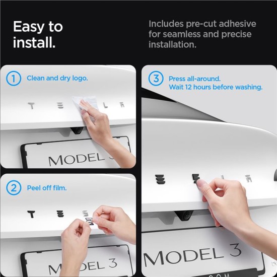 Protectie emblema spate Spigen pentru Tesla Model 3 2024, neagra (Accesorii auto, ACP08549) by www.silkase.ro