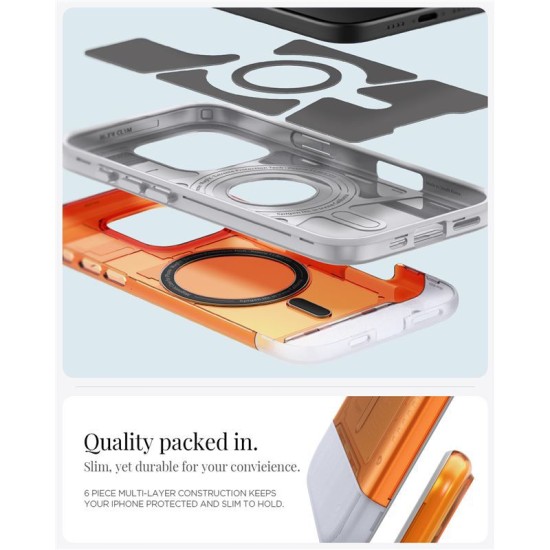 Husa Geanta Spigen Classic C1 pentru iPhone 16 Pro, portocalie (iPhone 16 Pro Max, ACS08560) by www.silkase.ro