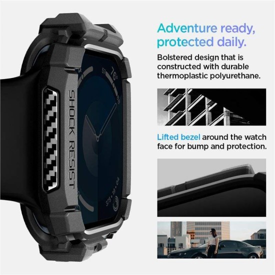 Husa de protectie Spigen Rugged Armor pentru Apple Watch, TPU, carbon, negru (Spigen, Ingredi) by www.silkase.ro Husa de protectie Spigen Rugged Armor pentru Apple Watch, TPU, carbon, negru (Ingredi, ACS08585) by www.silkase.ro