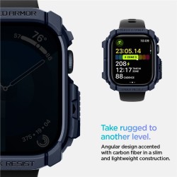 Husa Spigen Rugged Armor pentru Apple Watch 10 42 mm albastru inchis