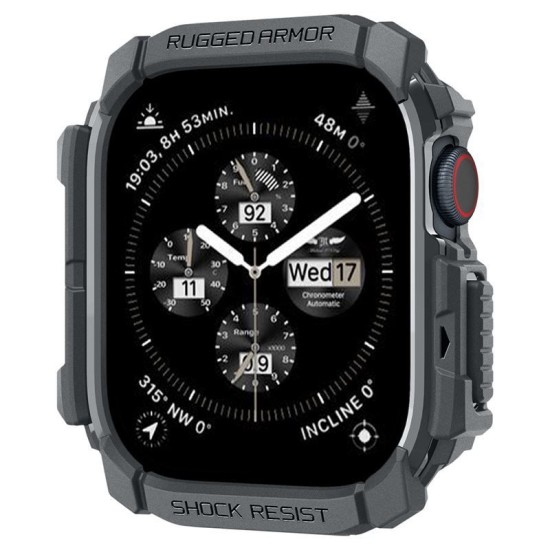 Husa Spigen Rugged Armor compatibila cu Apple Watch 10 46mm Dark Grey (Spigen, Ingredi) by www.silkase.ro Husa Spigen Rugged Armor compatibila cu Apple Watch 10 46mm Dark Grey (Ingredi, ACS08598) by www.silkase.ro