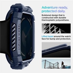 Husa Spigen Rugged Armor compatibila cu Apple Watch 10 46mm Navy Blue