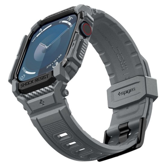 Husa Spigen Rugged Armor Pro compatibila cu Apple Watch 10 46mm Dark Grey (Ingredi, ACS08605) by www.silkase.ro