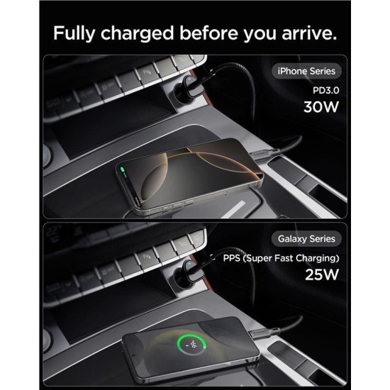 Incarcator auto Spigen Essential EV301, 30W, USB-C, compact, negru (Spigen, Incarcatoare) by www.silkase.ro Incarcator auto Spigen Essential EV301, 30W, USB-C, compact, negru (Incarcatoare, ACP08699) by www.silkase.ro