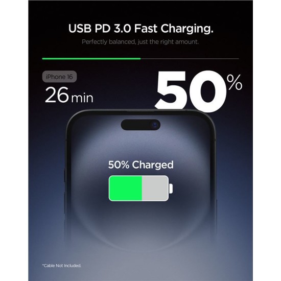 Incarcator de retea Spigen Essential EE201EU, 20W, USB-C, Alb (Spigen, Incarcatoare) by www.silkase.ro Incarcator de retea Spigen Essential EE201EU, 20W, USB-C, Alb (Incarcatoare, ACH08701) by www.silkase.ro