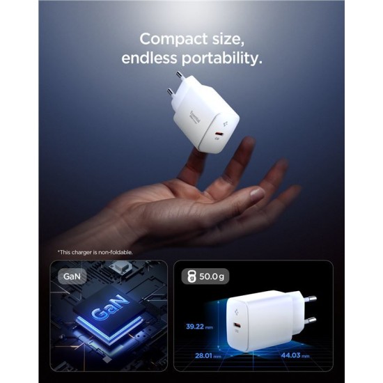 Incarcator de retea Spigen Essential EE201EU, 20W, USB-C, Alb (Spigen, Incarcatoare) by www.silkase.ro Incarcator de retea Spigen Essential EE201EU, 20W, USB-C, Alb (Incarcatoare, ACH08701) by www.silkase.ro