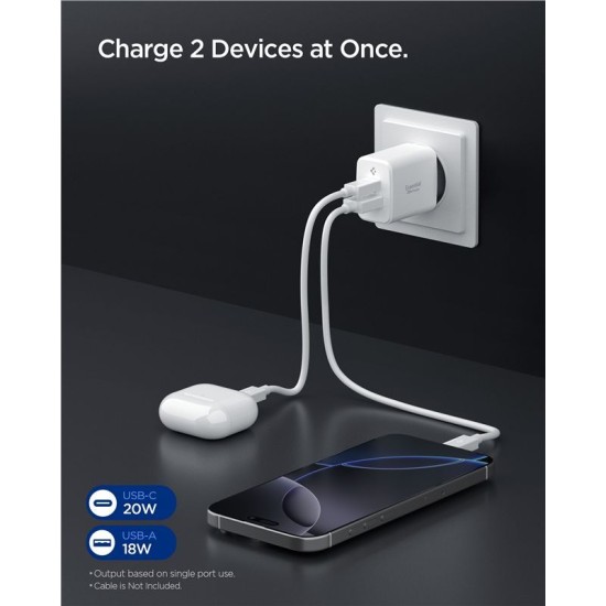 Încărcător de Rețea Spigen Essential EE202EU, 20W, USB-C, Fast Charge, Alb Încărcător de Rețea Spigen Essential EE202EU, 20W, USB-C, Fast Charge, Alb (Cabluri Telefon, ACH08704) by www.silkase.ro
