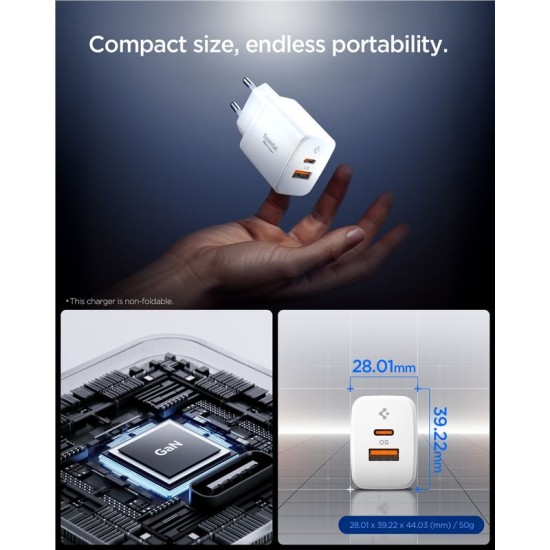 Încărcător de Rețea Spigen Essential EE202EU, 20W, USB-C, Fast Charge, Alb Încărcător de Rețea Spigen Essential EE202EU, 20W, USB-C, Fast Charge, Alb (Cabluri Telefon, ACH08704) by www.silkase.ro