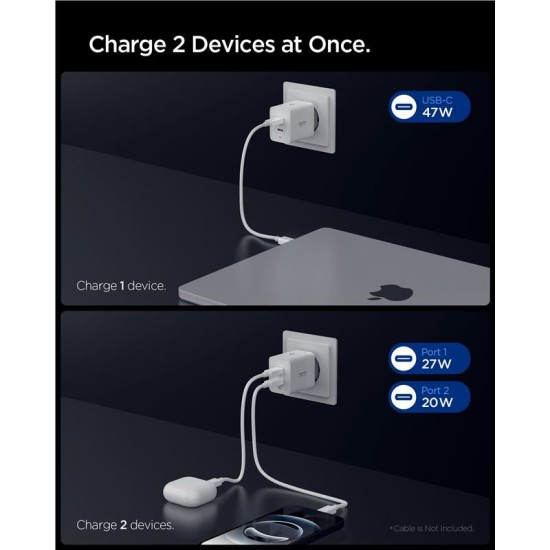 Incarcator retea Spigen Essential EE472EU, 47W, Alb (Spigen, Incarcatoare) by www.silkase.ro Incarcator retea Spigen Essential EE472EU, 47W, Alb (Incarcatoare, ACH08707) by www.silkase.ro