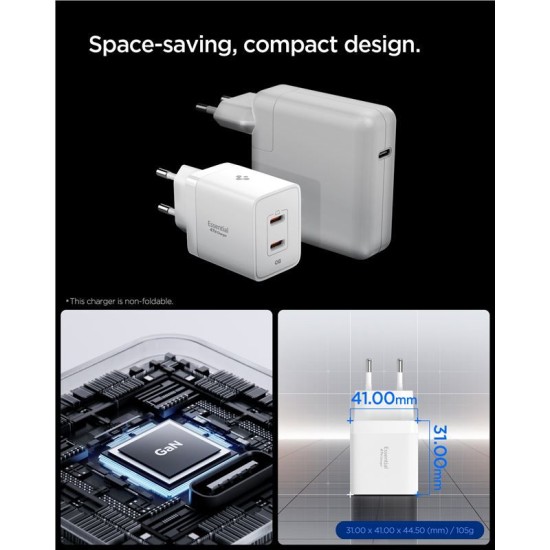 Incarcator retea Spigen Essential EE472EU, 47W, Alb (Spigen, Incarcatoare) by www.silkase.ro Incarcator retea Spigen Essential EE472EU, 47W, Alb (Incarcatoare, ACH08707) by www.silkase.ro
