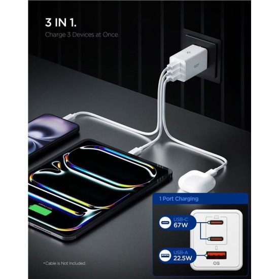 Incarcator retea Spigen Essential EE472EU, 67W, Alb (Spigen, Incarcatoare) by www.silkase.ro Incarcator retea Spigen Essential EE472EU, 67W, Alb (Incarcatoare, ACH08710) by www.silkase.ro