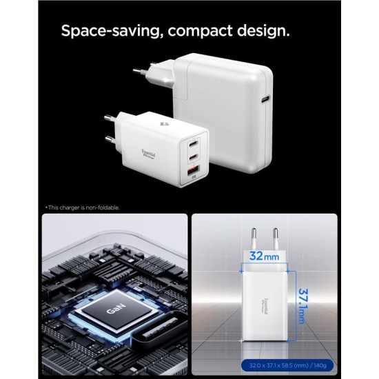 Incarcator retea Spigen Essential EE472EU, 67W, Alb (Spigen, Incarcatoare) by www.silkase.ro Incarcator retea Spigen Essential EE472EU, 67W, Alb (Incarcatoare, ACH08710) by www.silkase.ro