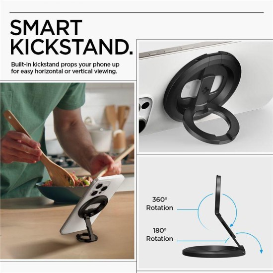 Suport telefon magnetic Spigen O-Mag cu stand ajustabil, negru (Spigen, Accesorii telefoane) by www.silkase.ro Suport telefon magnetic Spigen O-Mag cu stand ajustabil, negru (Suporturi Auto și Birou, AMP08822) by www.silkase.ro