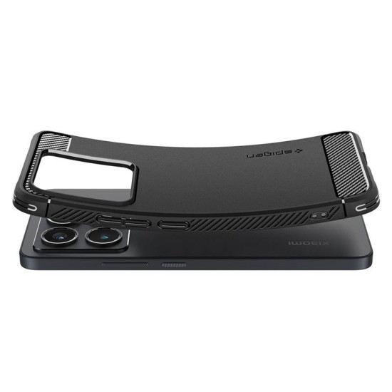 Husa Spigen Rugged Armor compatibila cu Xiaomi 14T Matte Black (Ingredi, ACS08857) by www.silkase.ro